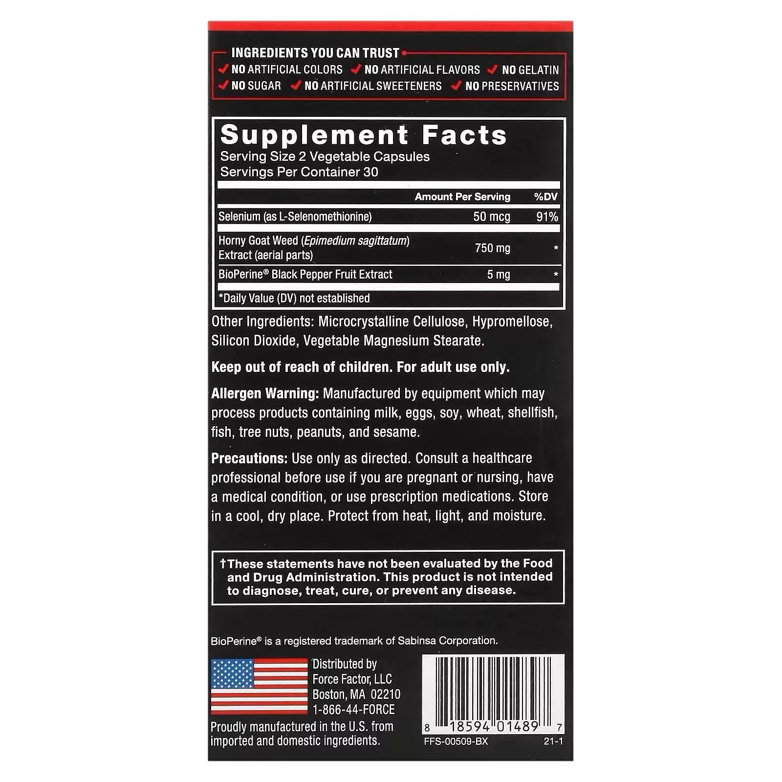 Force Factor, Horny Goat Weed, 60 Capsules